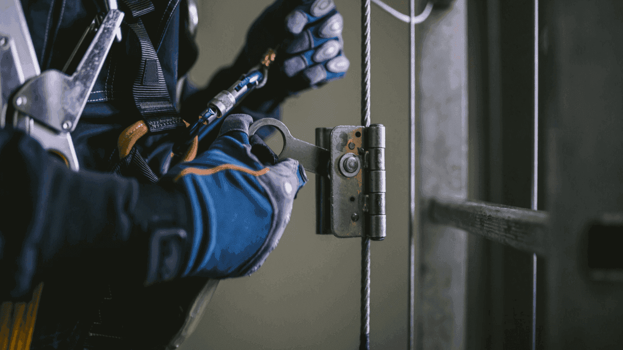 Wind Energy Technician Working At Heights